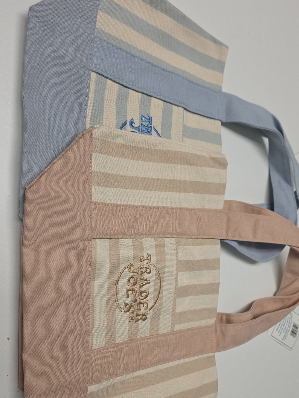 2 Pcs. TJ's Striped Canvas Tote Bag - Pink & Blue